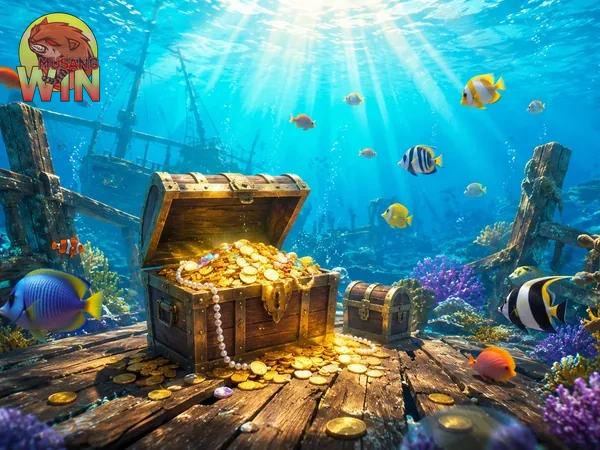 Ilustrasi fitur dan suasana bawah laut Cannon Fishing