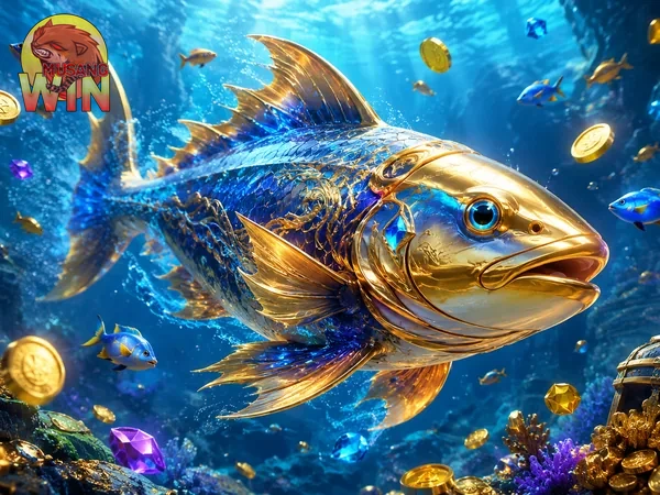 Tampilan permainan Happy Fishing dengan suasana bawah laut cerah